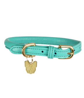 Digby & Fox Rolled Leather Dog Collar Teal Digby & Fox Rolled Leather Dog Collar Teal